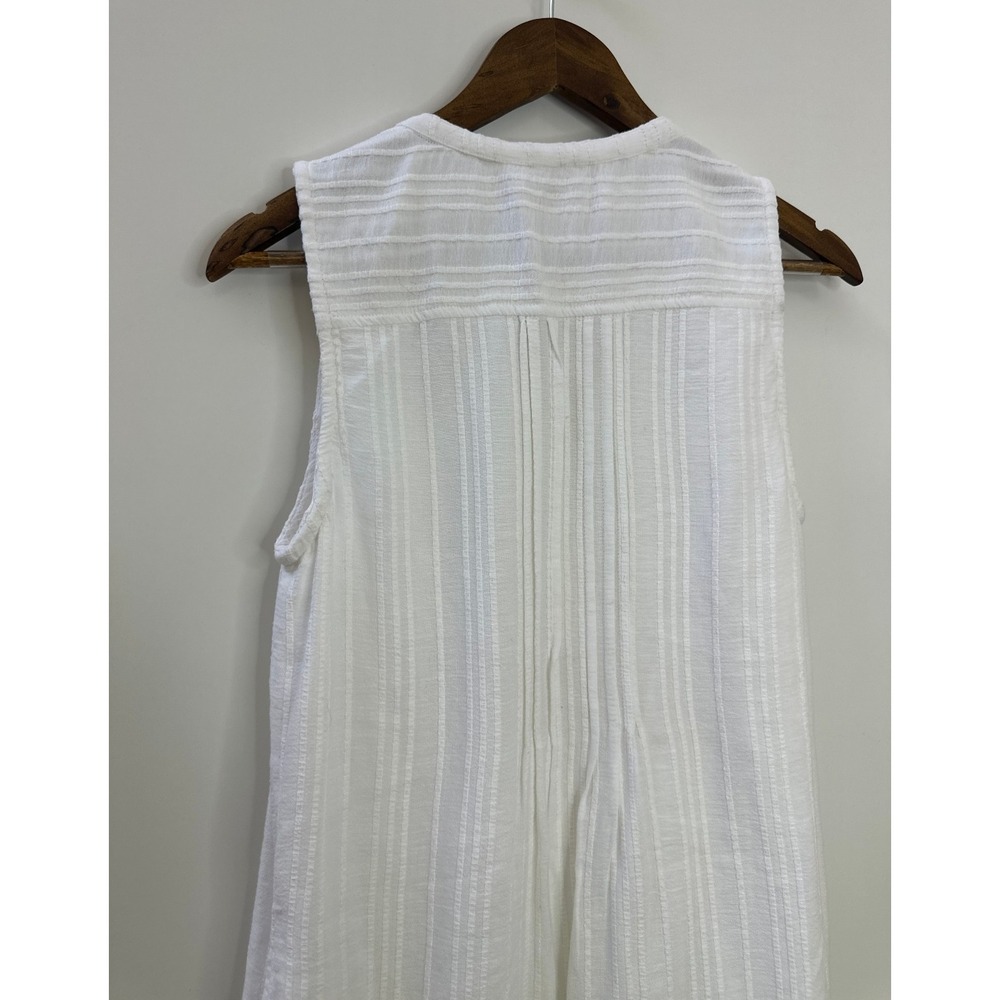 Faherty Isha Pintuck Organic Cotton Shift Dress Sleeveless White Women's Small - Picture 12 of 15